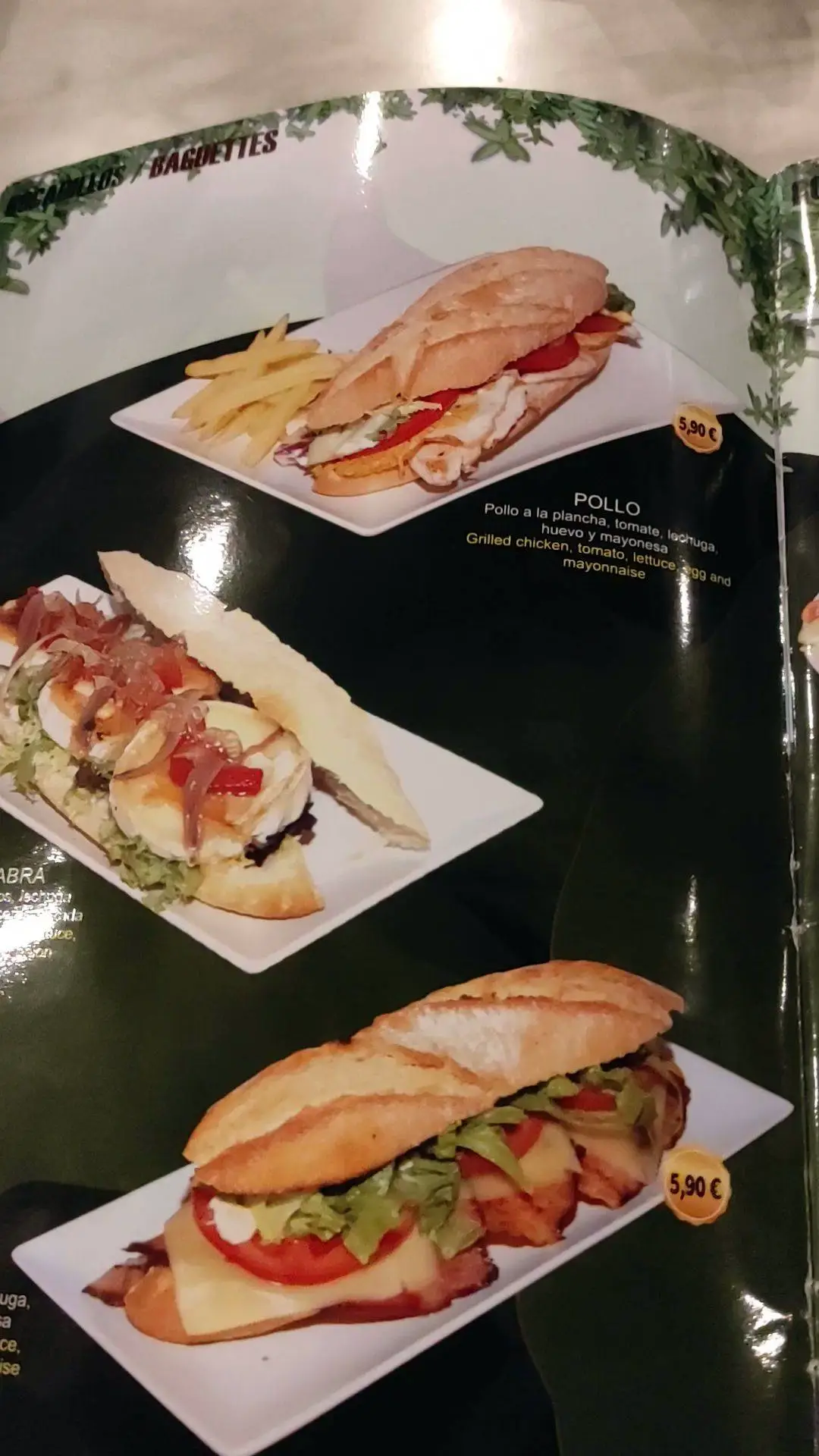 Carta (página 2) de Bar-Restaurant Mena Garden en Nerja