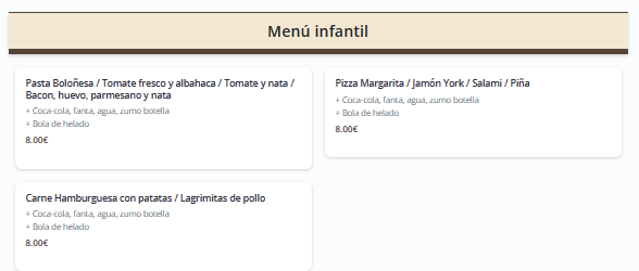 Carta de Pizzería Vitaliano da Cristina en Nerja