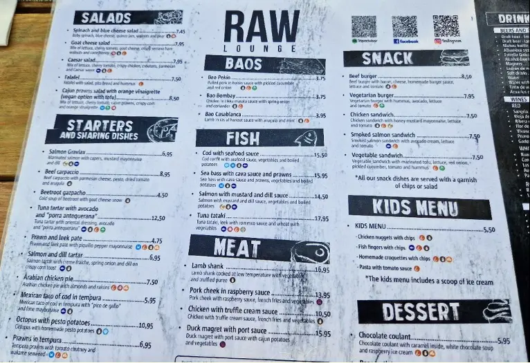 Carta de RAW Lounge Restaurant en Nerja
