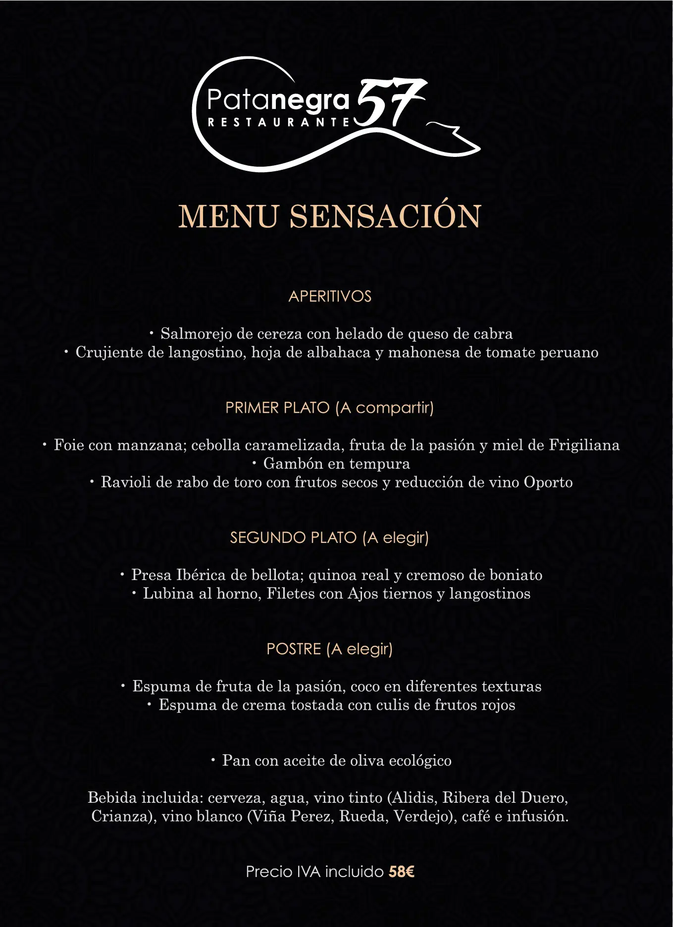 Carta (página 1) de Restaurante Pata Negra 57 en Nerja