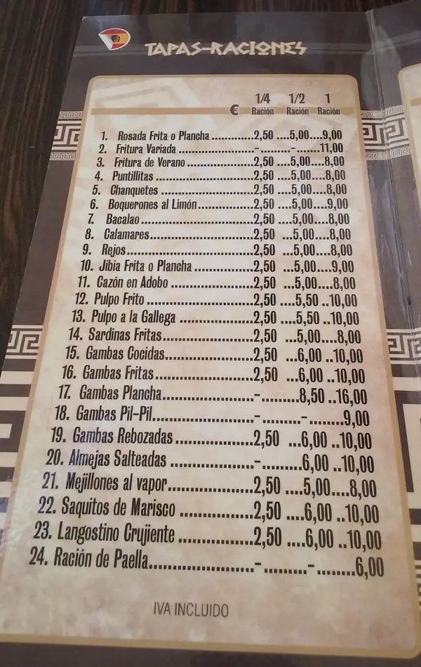 Tapas y raciones de Restaurante Cafetería Hermes en Nerja