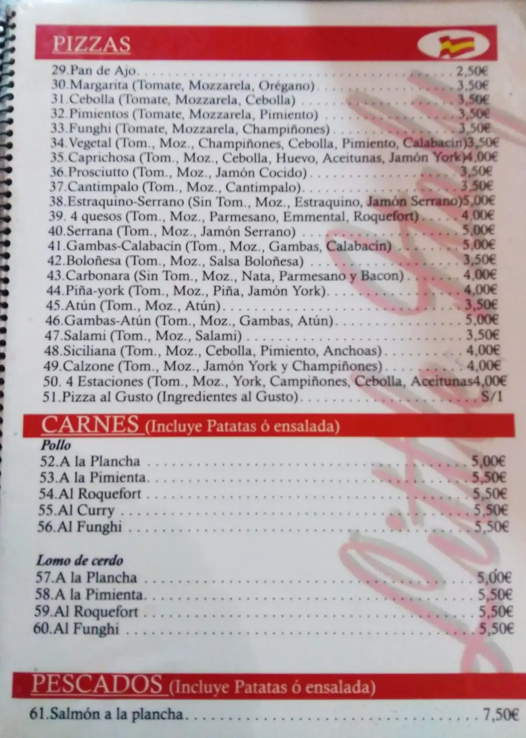 Pizzas y carnes de Pizzería Little Italy Restaurant en Nerja