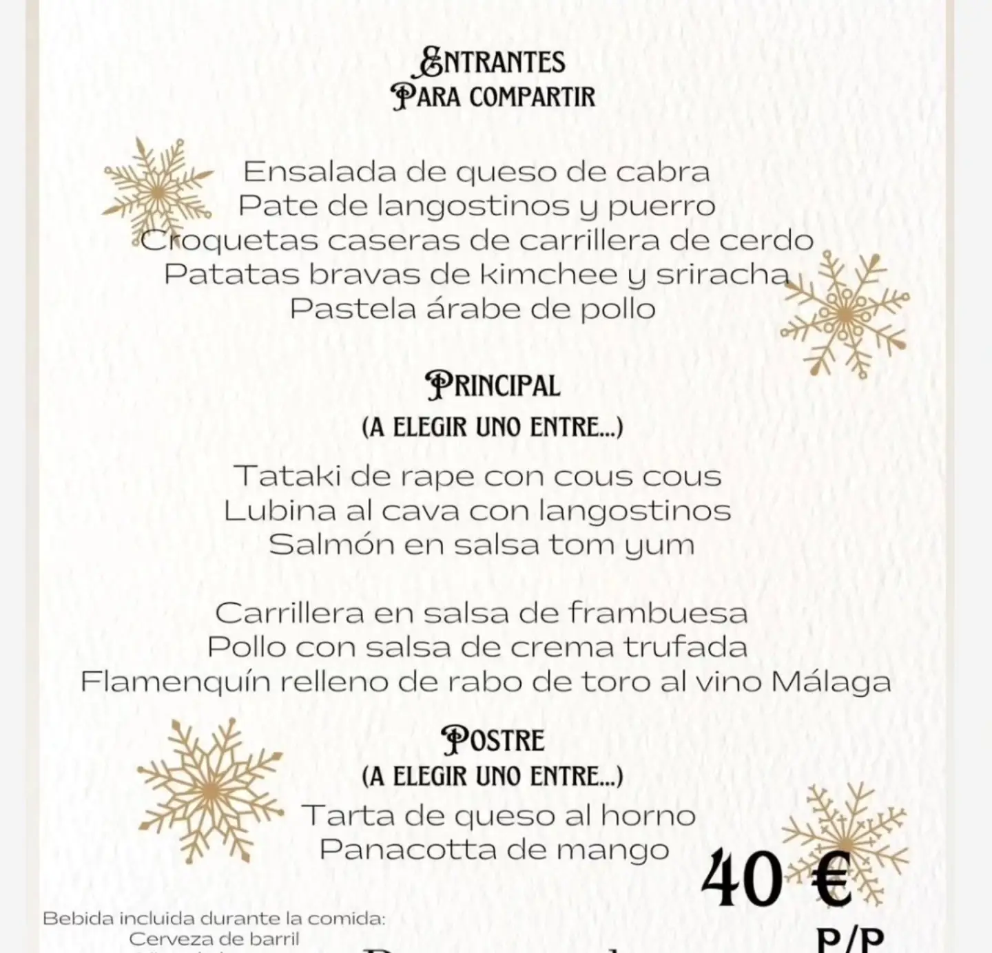 Menú de grupos de RAW Lounge Restaurant en Nerja
