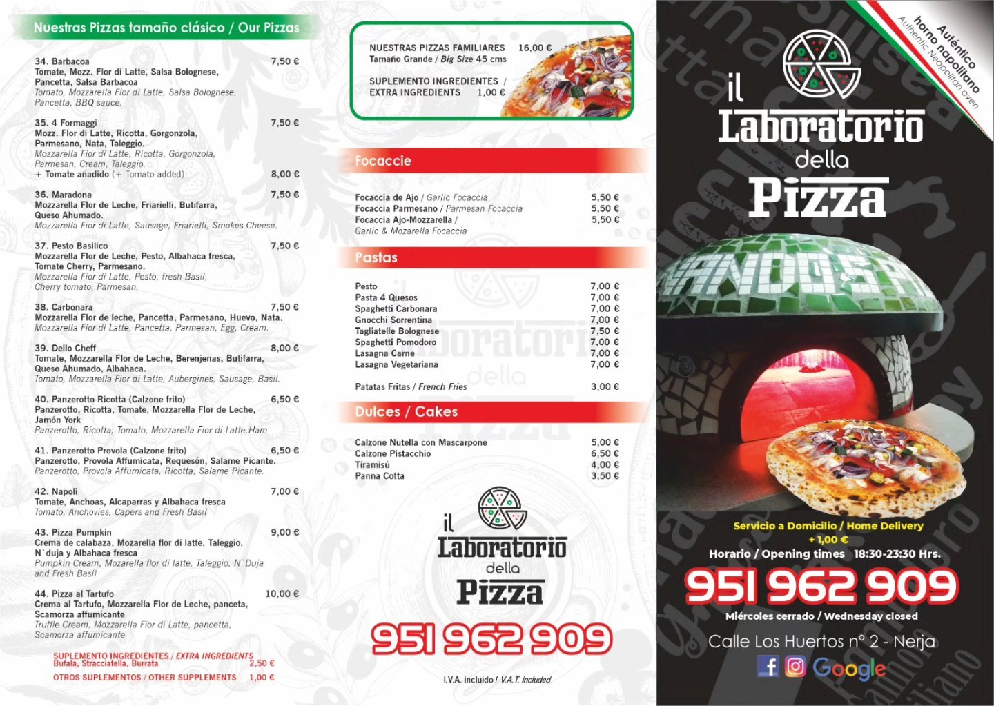 Pizzas y carnes de Il laboratorio della pizza en Nerja