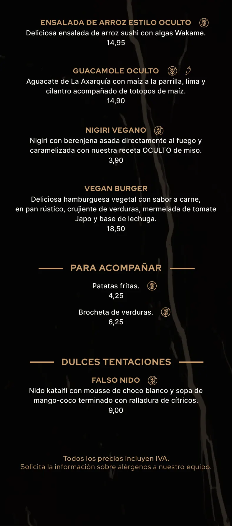 Carta (página 06) de Restaurante Oculto en Nerja