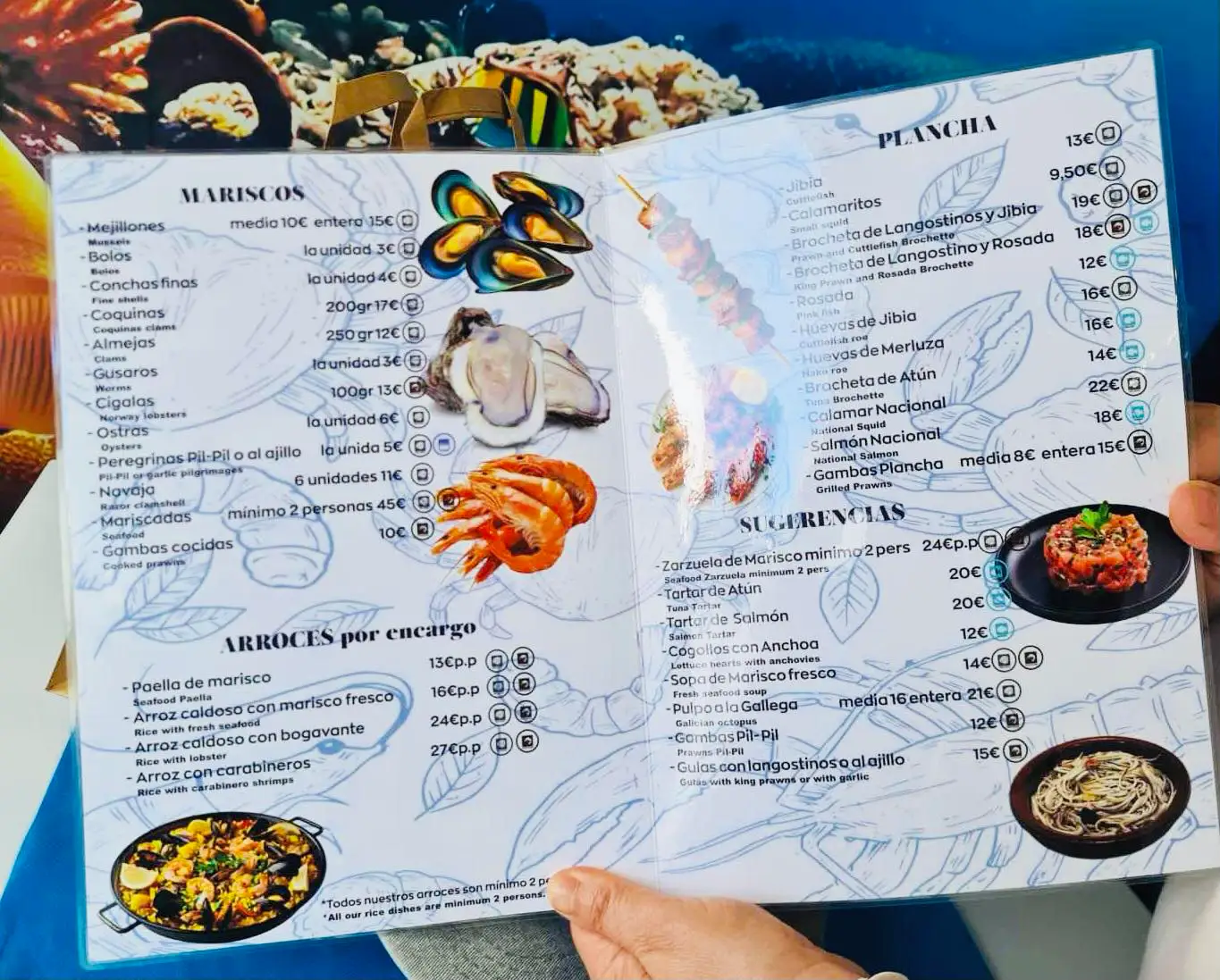 Carta de Bar La Cigalita en Nerja
